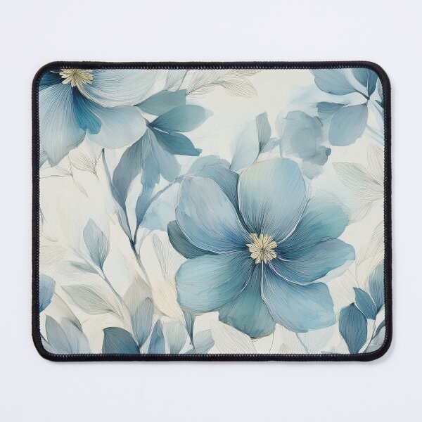 Item preview, Dusty pastel blue leafy botanicals watercolor leaves painting spring theme shades of blue designed and sold by navitalidesign.