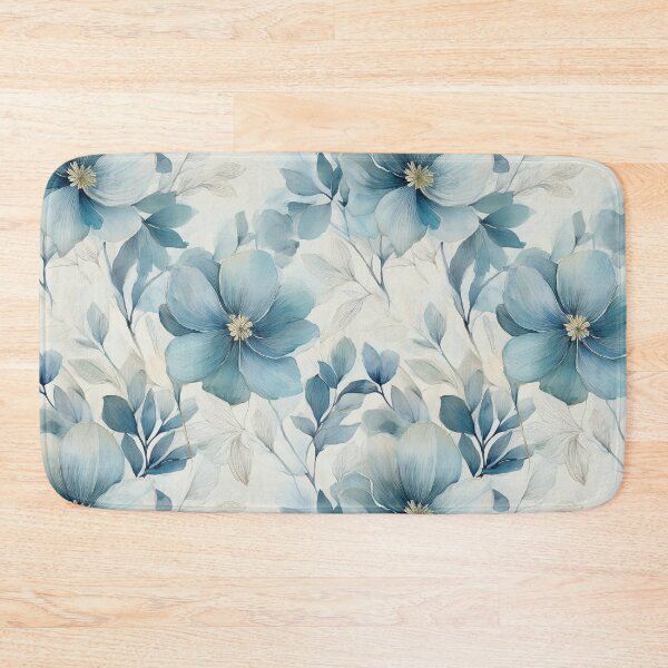 Item preview, Dusty pastel blue leafy botanicals watercolor leaves painting spring theme shades of blue designed and sold by navitalidesign.