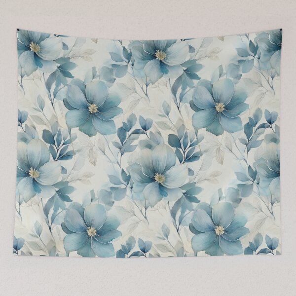 Item preview, Dusty pastel blue leafy botanicals watercolor leaves painting spring theme shades of blue designed and sold by navitalidesign.