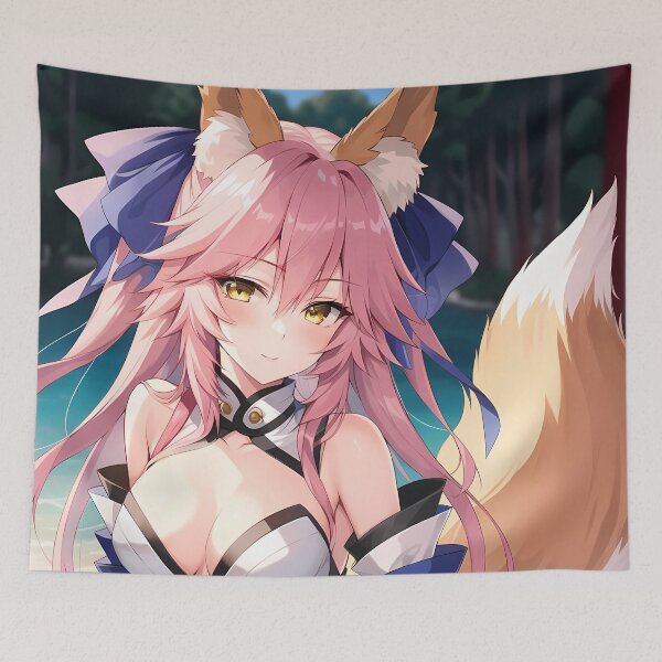 Item preview, Caster No Tamamo No Mae Moonlit Beach Dreamy Night Fox Spirit Anime Girl designed and sold by Spraykart.