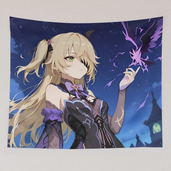 Item preview, Fischl Genshin Impact Gothic Raven Moonlight Night designed and sold by Spraykart.