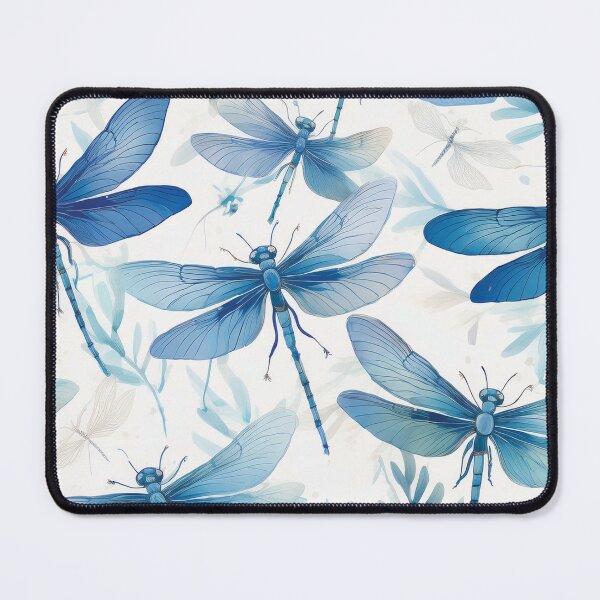 Item preview, Dragonfly pastel blue leafy botanicals watercolor dragonfly painting spring theme shades of blue designed and sold by navitalidesign.