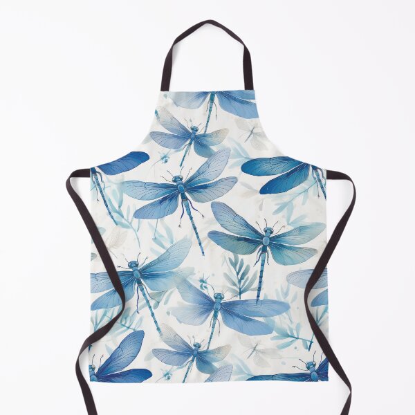 Item preview, Dragonfly pastel blue leafy botanicals watercolor dragonfly painting spring theme shades of blue designed and sold by navitalidesign.