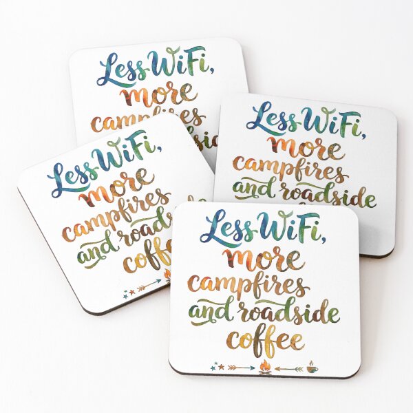 Item preview, Vibrant Watercolor Typography: Less WiFi, More Campfires and Roadside Coffee designed and sold by VibranPalette.