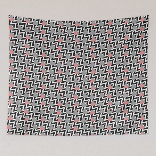 Item preview, Zigzag blanco y negro con corazones designed and sold by fuzzyfox.