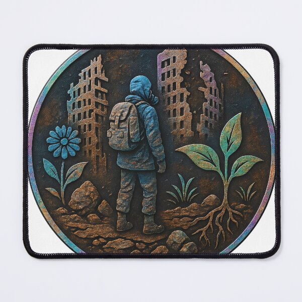 Item preview, A person stands in a desolate landscape with a backpack on transparent background designed and sold by Creative88Art.