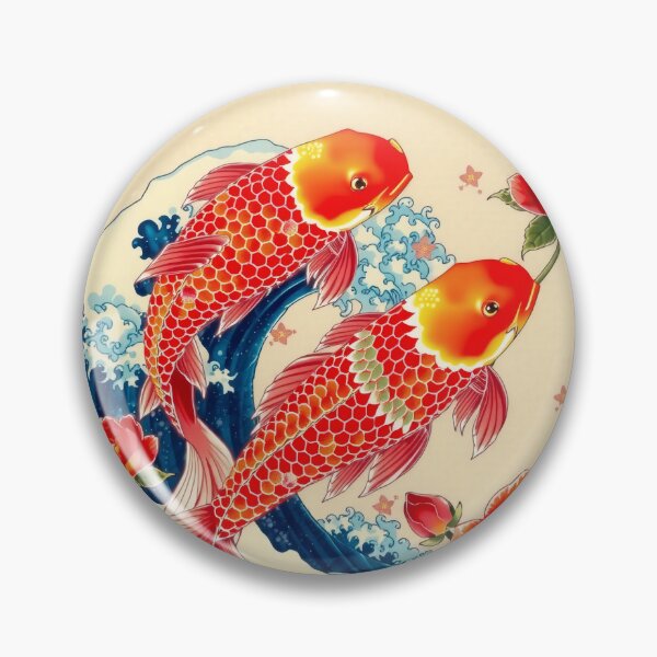 Item preview, Taisho Koi Fish Wave Pattern Art designed and sold by WabiSabiArts.