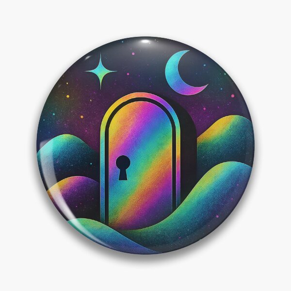 Item preview, A colorful door with a keyhole in a rainbow-colored landscape on transparent background designed and sold by Creative88Art.
