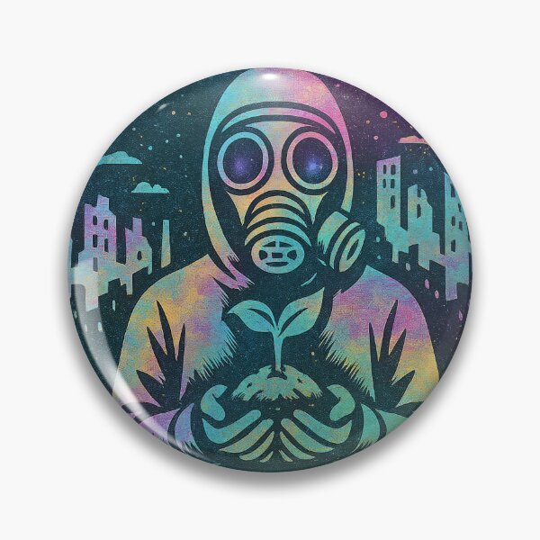 Item preview, A person in a gas mask holding a plant on transparent background designed and sold by Creative88Art.