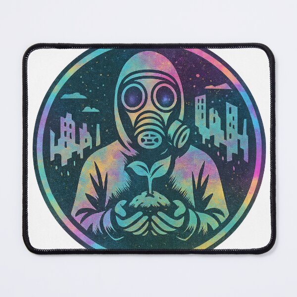 Item preview, A person in a gas mask holding a plant on transparent background designed and sold by Creative88Art.