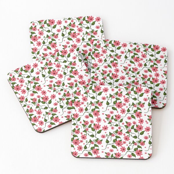 Item preview, Red Floral Seamless Pattern on Black Background | Elegant Botanical Repeat Design designed and sold by HopeAndHustle.