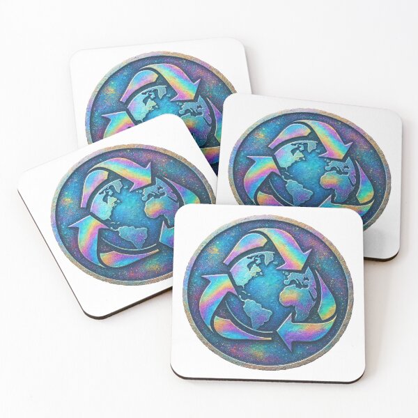 Item preview, A holographic recycling symbol with a globe on a transparent background designed and sold by Creative88Art.