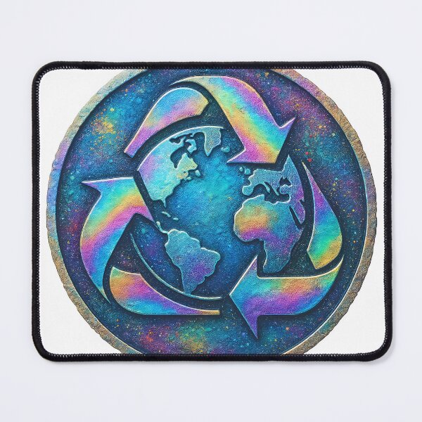 Item preview, A holographic recycling symbol with a globe on a transparent background designed and sold by Creative88Art.