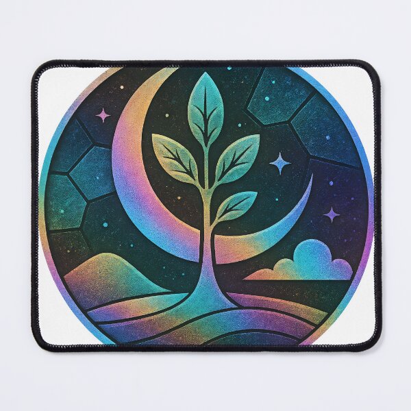 Item preview, A vibrant illustration of a tree growing under a crescent moon on transparent background designed and sold by Creative88Art.