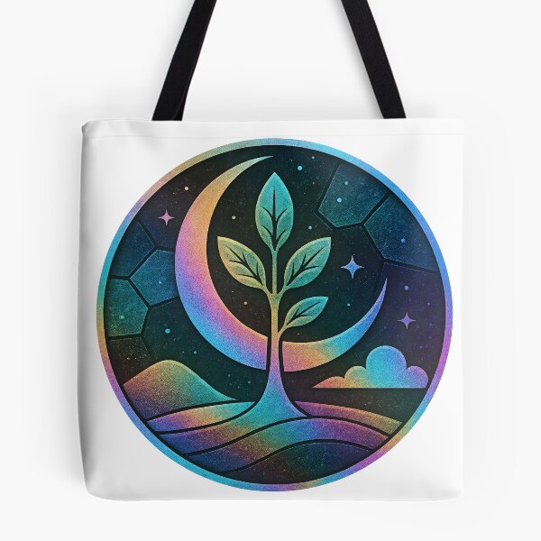Item preview, A vibrant illustration of a tree growing under a crescent moon on transparent background designed and sold by Creative88Art.