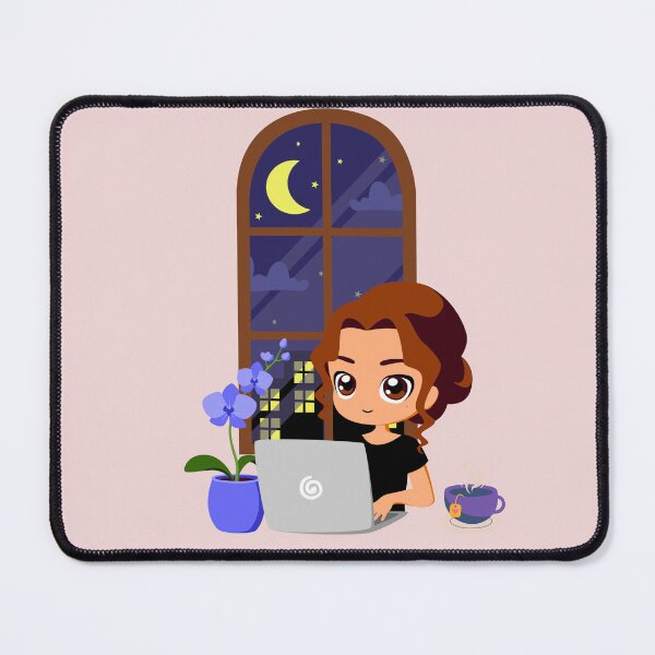 Item preview, Cozy Night Laptop Girl Aesthetic Design – Work From Home Vibes for Stickers, Mugs, Phone Cases, Tote Bags & Journals designed and sold by SyedaPrints.