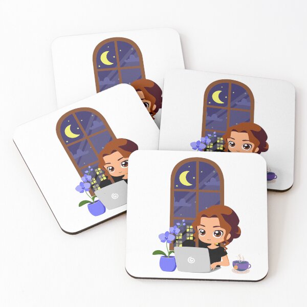 Item preview, Cozy Night Laptop Girl Aesthetic Design – Work From Home Vibes for Stickers, Mugs, Phone Cases, Tote Bags & Journals designed and sold by SyedaPrints.