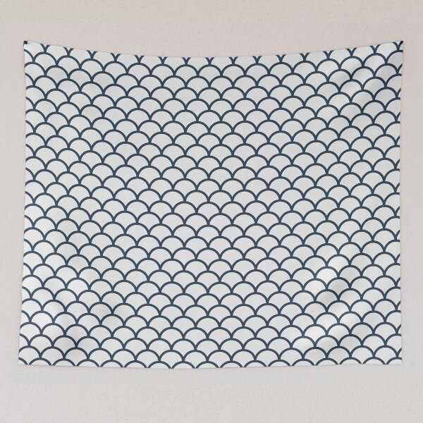 Item preview, White And Navy Scales Pattern designed and sold by pattern-archive.