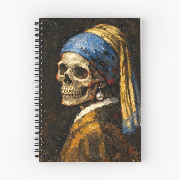 Item preview, The Skeleton with the Pearl Earring Oil Painting designed and sold by Hue & hustle .