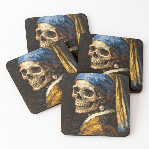 Item preview, The Skeleton with the Pearl Earring Oil Painting designed and sold by Hue & hustle .