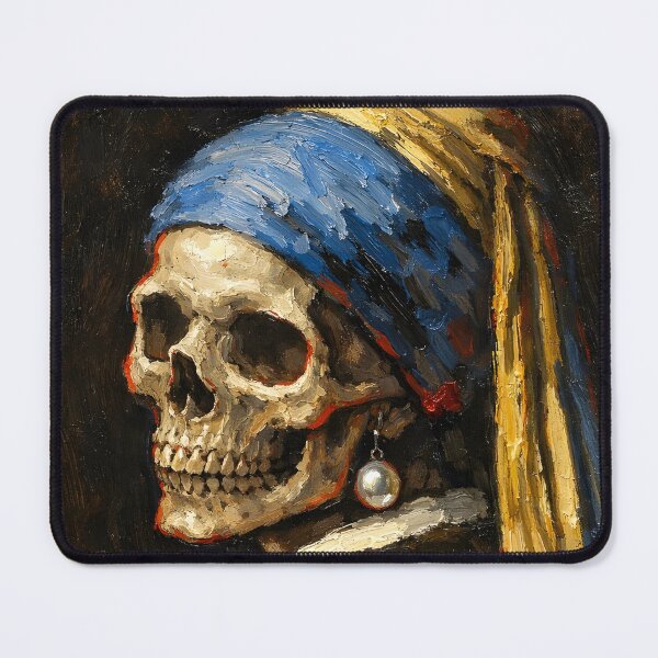 Item preview, The Skeleton with the Pearl Earring Oil Painting designed and sold by Hue & hustle .