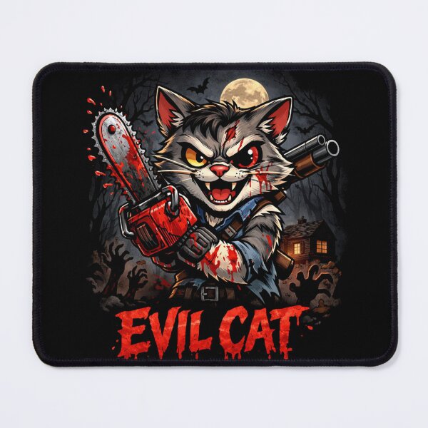 Item preview, Evil Cat Chainsaw Horror Funny Dark Design designed and sold by VibeFactoryOfc.