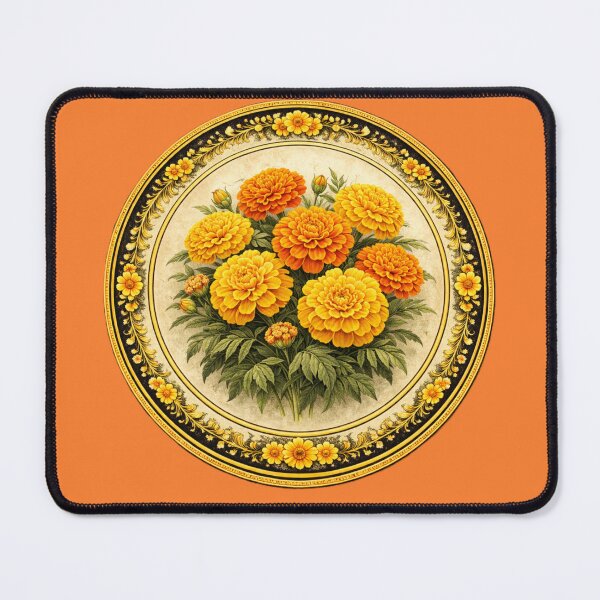 Item preview, Marigold Celebration – Golden Festival Botanical Circle Design designed and sold by TheJoyfulPen.