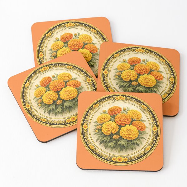 Item preview, Marigold Celebration – Golden Festival Botanical Circle Design designed and sold by TheJoyfulPen.