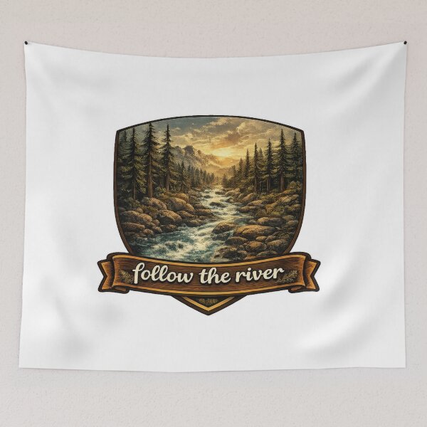 Item preview, Mountain Stream Wilderness Badge designed and sold by jgvisualarts.