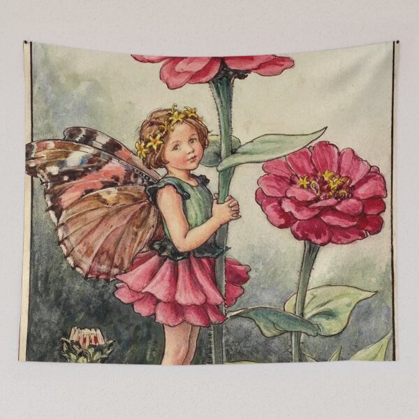Item preview, Zinnia Flower Fairy - Vintage Art by Cicely Mary Barker designed and sold by LunaCansada.