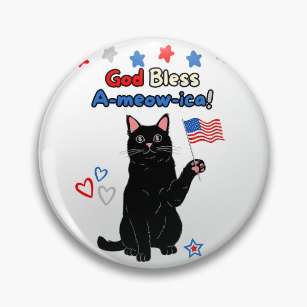 Item preview, 4th of July God Bless A-meow-ica Black Cat designed and sold by MYCatStuff.