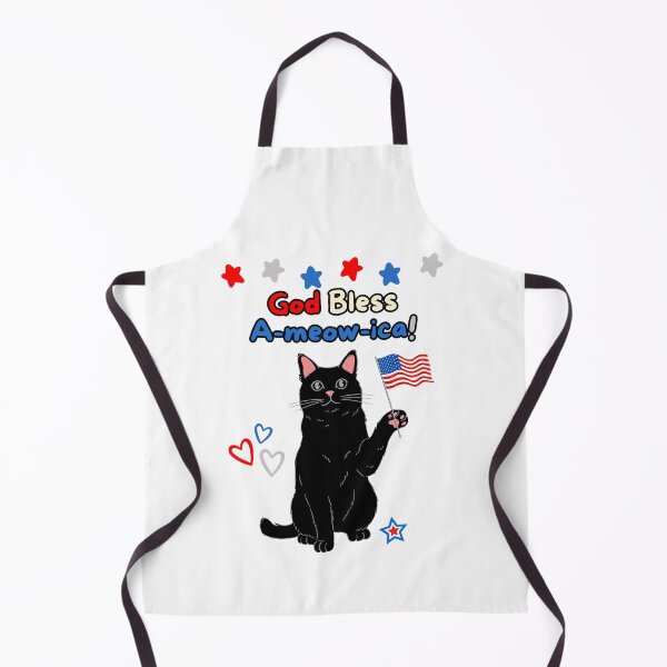 Item preview, 4th of July God Bless A-meow-ica Black Cat designed and sold by MYCatStuff.