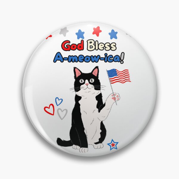 Item preview, 4th of July God Bless A-meow-ica Tuxedo Cat designed and sold by MYCatStuff.