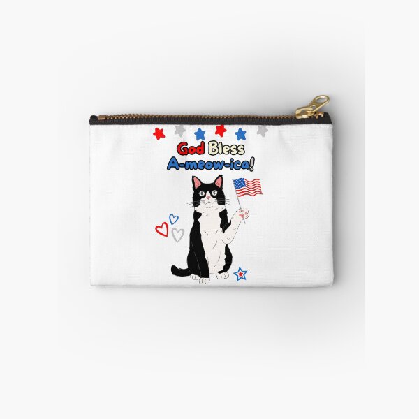 Item preview, 4th of July God Bless A-meow-ica Tuxedo Cat designed and sold by MYCatStuff.