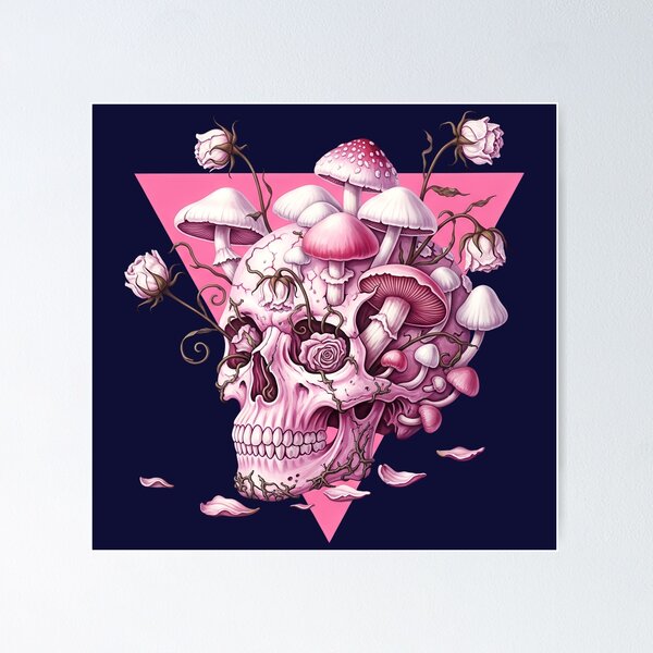 Item preview, Pink Skull and Pink Flowers Leaves and Mushrooms designed and sold by nuel-art.