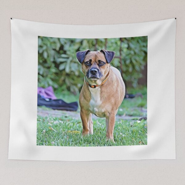 Item preview, Cute Loyal Terrier Mix Dog in the Garden designed and sold by ZoroDesign.