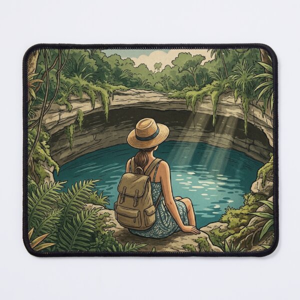 Item preview, Vintage Solo Female Travel Cenote - Mexico Vacation Art designed and sold by Bloom & Quiet .