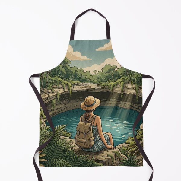 Item preview, Vintage Solo Female Travel Cenote - Mexico Vacation Art designed and sold by Bloom & Quiet .