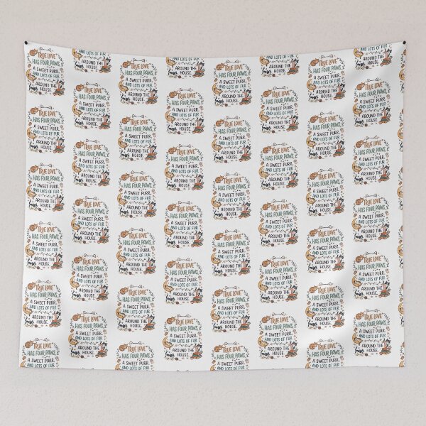 Item preview, True Love Has Four Paws - Cute Aesthetic Cat Illustration designed and sold by Israelfjds.