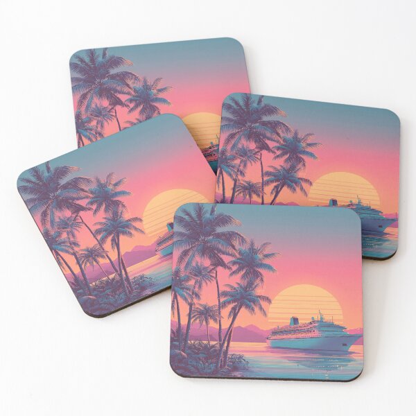 Artikelvorschau, Neon Miami Kreuzfahrt Retro Sonnenuntergang mit luxuriöser Seereise entworfen und verkauft von Valor Vibes Clothing Co..