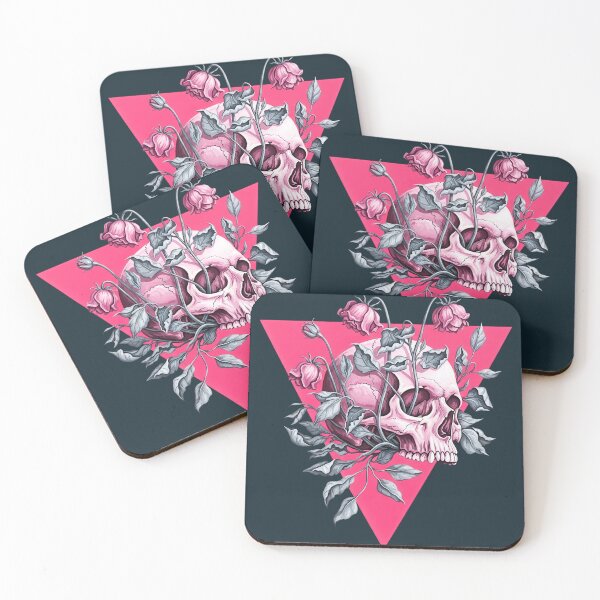 Item preview, Pink Skull and Pink Flowers Leaves designed and sold by nuel-art.