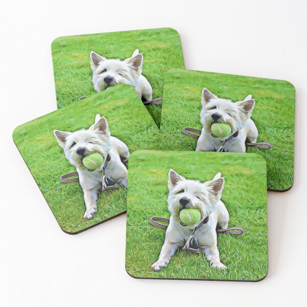 Item preview, Westie Playtime with Tennis Ball designed and sold by ZoroDesign.