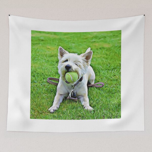 Item preview, Westie Playtime with Tennis Ball designed and sold by ZoroDesign.