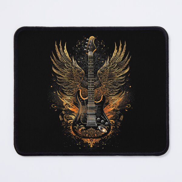 Item preview, Electric Guitar With Wings Baroque Rock Art Musician Vintage Style  designed and sold by alber-garnell.
