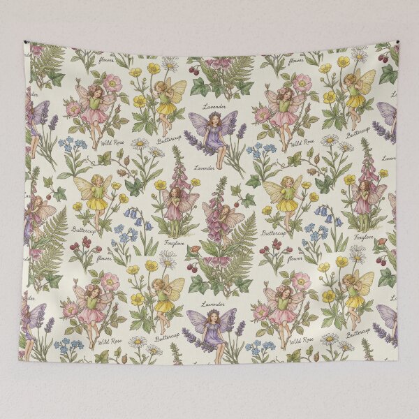Item preview, Flower Fairies Botanical Garden Seamless Pattern - Cicely Mary Barker Style designed and sold by LunaCansada.