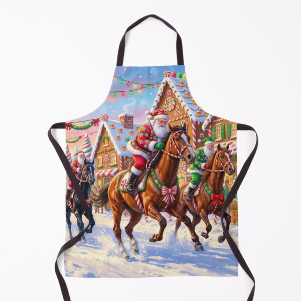 Item preview, Santa Jockeys Horse Race Through Candy Cane Village – Christmas Equestrian Holiday Scene designed and sold by Debbie Schulte.