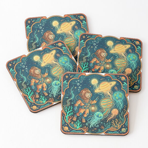 Item preview, Cosmic Deep Sea Explorer - Space Jellyfish Art designed and sold by MaynyStudio.
