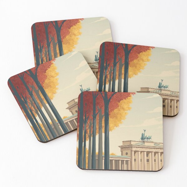 Item preview, Berlin Vintage Travel Poster – Brandenburg Gate Autumn Art Deco Print designed and sold by BestVarieties.