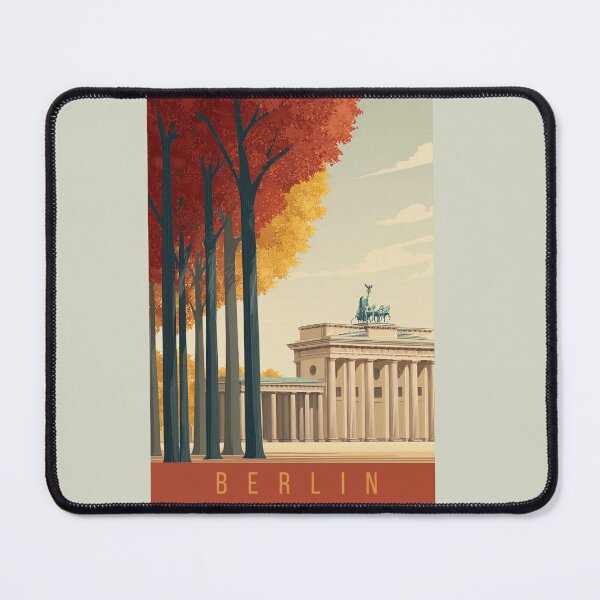 Item preview, Berlin Vintage Travel Poster – Brandenburg Gate Autumn Art Deco Print designed and sold by BestVarieties.