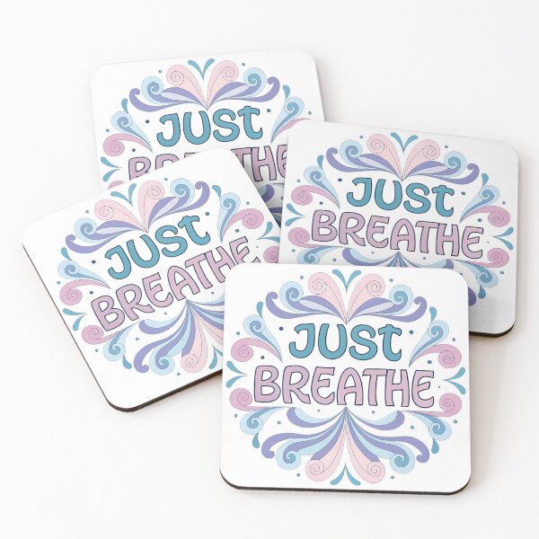 Aperçu de l'œuvre Art typographique pastel « Just Breathe Mindfulness » créée et vendue par VineVibe16Studio.